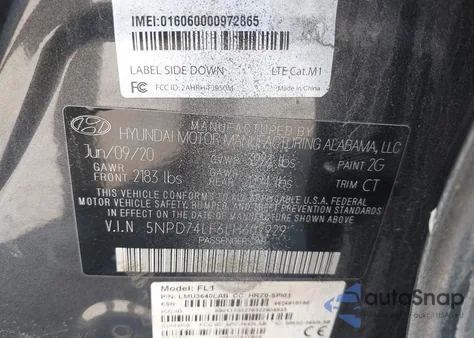 2020 Hyundai Elantra Se из США, поврежденный, VIN 5NPD74LF6LH602929